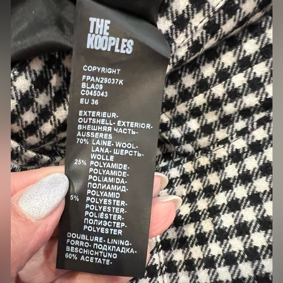 THE KOOPLES Check-Pattern Wool-Blend Trousers FR Size 36/US 4 NWT Black/White - Picture 12 of 15